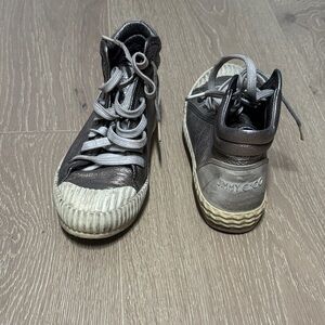 Jimmy Choo Silver and Gray High-Top Sneakers